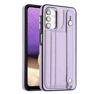 For Samsung Galaxy A32 5G Shockproof Leather Phone Case with Wrist Strap(Purple)