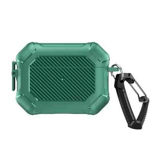 For AirPods Pro 2 Carbon Brazing Dimension TPU+PC Headphone Protective Cover with Switch Lock & Carabiner(Green)