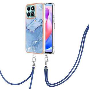 For Honor X6b Electroplating Marble Dual-side IMD Phone Case with Lanyard(Blue 018)