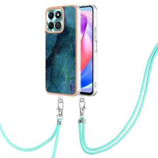 For Honor X6b Electroplating Marble Dual-side IMD Phone Case with Lanyard(Green 017)