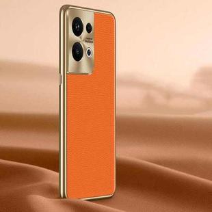 For OPPO Reno9 Pro+ Litchi Texture Genuine Leather Phone Case(Orange)