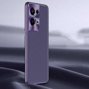 For OPPO Reno9 Pro+ Litchi Texture Genuine Leather Phone Case(Purple)