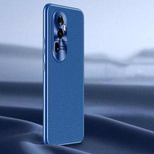 For OPPO Reno10 Litchi Texture Genuine Leather Phone Case(Blue)