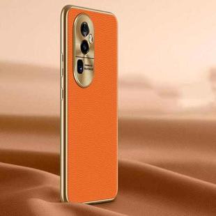 For OPPO Reno10 Pro+ Litchi Texture Genuine Leather Phone Case(Orange)