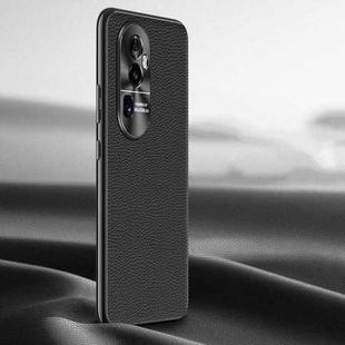 For OPPO Reno10 Pro Litchi Texture Genuine Leather Phone Case(Black)