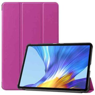 For Huawei MatePad 10.4 Custer Pattern Pure Color Tablet Horizontal Flip Leather Case with Three-folding Holder & Sleep / Wake-up Function(Purple)