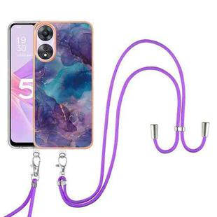 For OPPO A78 / A58 Electroplating Marble Dual-side IMD Phone Case with Lanyard(Purple 016)