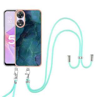 For OPPO A78 / A58 Electroplating Marble Dual-side IMD Phone Case with Lanyard(Green 017)