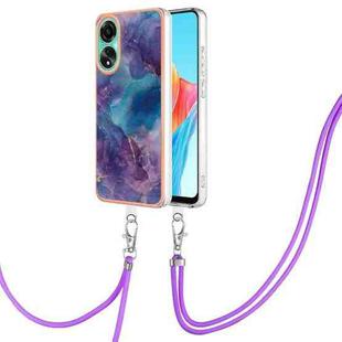 For OPPO A78 4G Electroplating Marble Dual-side IMD Phone Case with Lanyard(Purple 016)
