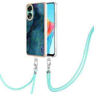 For OPPO A78 4G Electroplating Marble Dual-side IMD Phone Case with Lanyard(Green 017)