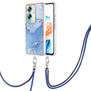 For OPPO A79 5G Global Electroplating Marble Dual-side IMD Phone Case with Lanyard(Blue 018)