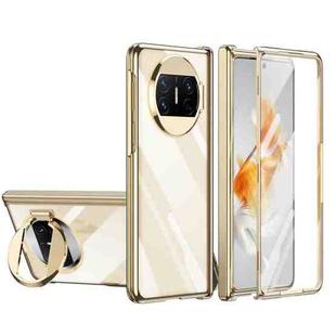For Huawei Mate X3 Integrated Electroplating PC Folding Phone Case with Hinge(Gold)