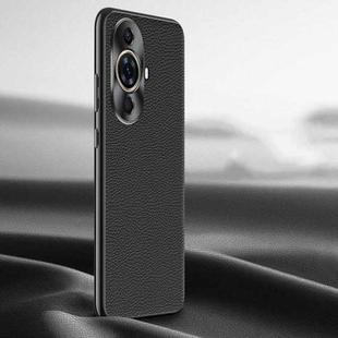 For Huawei nova 11 Litchi Texture Genuine Leather Phone Case(Black)