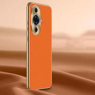 For Huawei nova 11 Pro Litchi Texture Genuine Leather Phone Case(Orange)