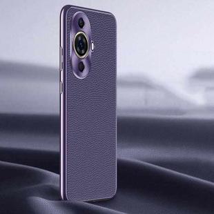 For Huawei nova 11 Pro Litchi Texture Genuine Leather Phone Case(Purple)