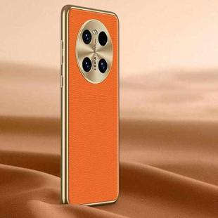 For Huawei Mate 40 Litchi Texture Genuine Leather Phone Case(Orange)