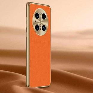 For Huawei Mate 40 Pro Litchi Texture Genuine Leather Phone Case(Orange)