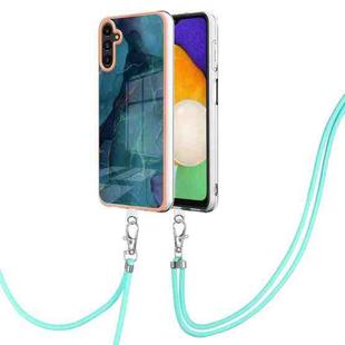 For Samsung Galaxy A35 Electroplating Marble Dual-side IMD Phone Case with Lanyard(Green 017)