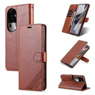 For OPPO Reno10 AZNS Sheepskin Texture Flip Leather Phone Case(Brown)