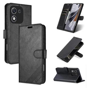 For Honor X70i AZNS Sheepskin Texture Flip Leather Phone Case(Black)