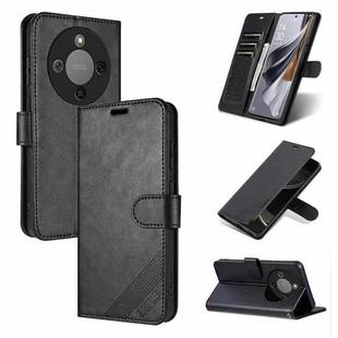 For Honor X70 5G AZNS Sheepskin Texture Flip Leather Phone Case(Black)
