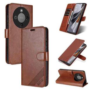 For Honor X70 5G AZNS Sheepskin Texture Flip Leather Phone Case(Brown)