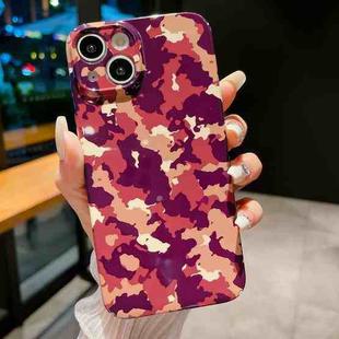 For iPhone 14 Precise Hole Camouflage Pattern PC Phone Case(Purple Brown)