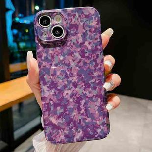 For iPhone 13 mini Precise Hole Camouflage Pattern PC Phone Case(Fragmented Purple)