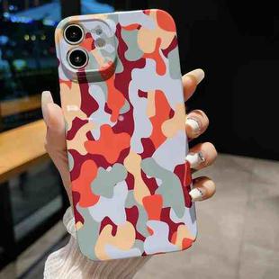 For iPhone 12 mini Precise Hole Camouflage Pattern PC Phone Case(Orange Grey)