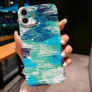 For iPhone 12 mini Precise Hole Camouflage Pattern PC Phone Case(Blue Green)