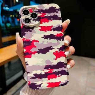 For iPhone 11 Pro Precise Hole Camouflage Pattern PC Phone Case(Red Purple White)