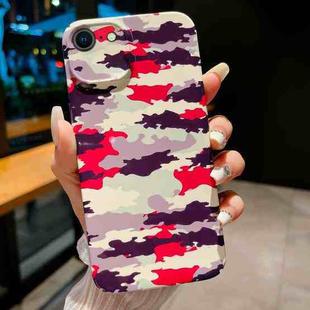 For iPhone SE 2022 / 2020 / 8 / 7 Precise Hole Camouflage Pattern PC Phone Case(Red Purple White)