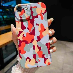 For iPhone SE 2022 / 2020 / 8 / 7 Precise Hole Camouflage Pattern PC Phone Case(Orange Grey)