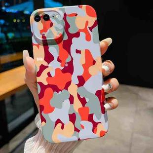 For iPhone 8 Plus / 7 Plus Precise Hole Camouflage Pattern PC Phone Case(Orange Grey)