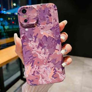 For iPhone X / XS Precise Hole Camouflage Pattern PC Phone Case(Pink Purple)