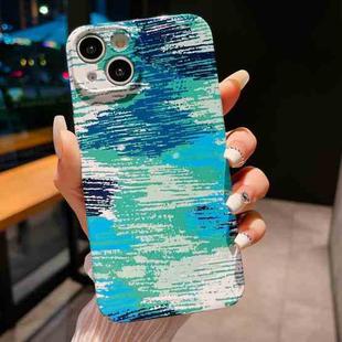 For iPhone 15 Plus Precise Hole Camouflage Pattern PC Phone Case(Blue Green)