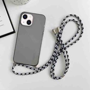 For iPhone 14 Plus Thicken Colorful TPU Phone Case with Braided Lanyard(Black)