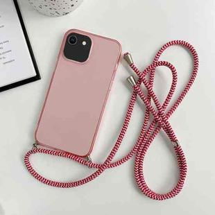 For iPhone SE 2022 / 2020 / 8 / 7 Thicken Colorful TPU Phone Case with Braided Lanyard(Pink)