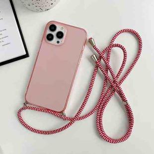For iPhone 13 Pro Max Thicken Colorful TPU Phone Case with Braided Lanyard(Pink)