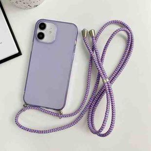 For iPhone 12 Thicken Colorful TPU Phone Case with Braided Lanyard(Purple)