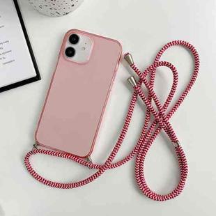 For iPhone 12 Thicken Colorful TPU Phone Case with Braided Lanyard(Pink)