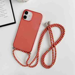 For iPhone 12 Thicken Colorful TPU Phone Case with Braided Lanyard(Red)