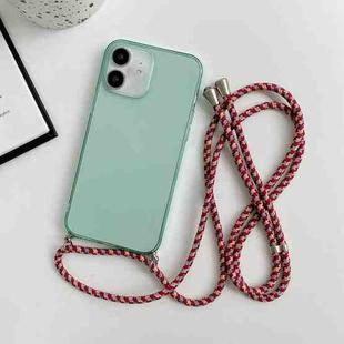 For iPhone 12 mini Thicken Colorful TPU Phone Case with Braided Lanyard(Green)