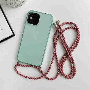 For iPhone X / XS Thicken Colorful TPU Phone Case with Braided Lanyard(Green)