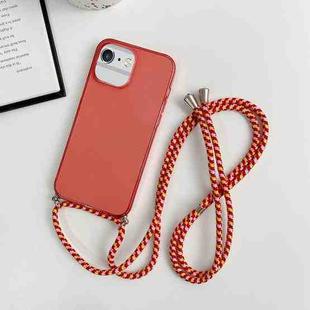 For iPhone 6 Plus / 6s Plus Thicken Colorful TPU Phone Case with Braided Lanyard(Red)
