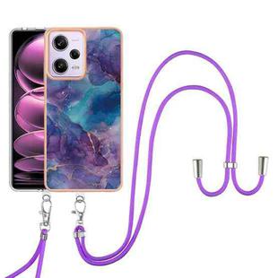 For Xiaomi Redmi Note 12 Pro 5G Global Electroplating Marble Dual-side IMD Phone Case with Lanyard(Purple 016)