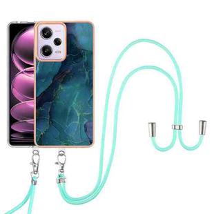 For Xiaomi Redmi Note 12 Pro 5G Global Electroplating Marble Dual-side IMD Phone Case with Lanyard(Green 017)