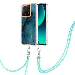 For Xiaomi 13T/13T Pro Electroplating Marble Dual-side IMD Phone Case with Lanyard(Green 017)