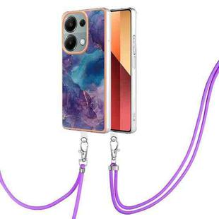 For Xiaomi Redmi Note 13 Pro 4G Global Electroplating Marble Dual-side IMD Phone Case with Lanyard(Purple 016)