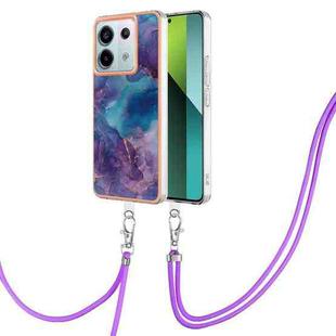 For Xiaomi Redmi Note 13 Pro 5G Global Electroplating Marble Dual-side IMD Phone Case with Lanyard(Purple 016)